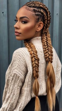 Best Guides for Goddess Box Braids Crown Braid 🌺 Boho Braids Hairstyles, Chunky Box Braids, French Braid Pigtails, Red Copper Hair Color, Braided Bun Hairstyles, Black Hair With Highlights, Synthetic Dreadlocks, Braids With Extensions, Cute Braided Hairstyles