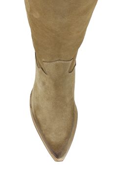 Add unmistakable Western flair to your look with this knee-high suede boot set on a block heel. 2 1/2" heel 15 1/2" shaft; 14 1/2" calf circumference Leather upper, lining and sole Made in Italy Summer Baddie, Tan Suede Boots, Suede Cowboy Boots, Brown Suede Boots, Fall Fit, Suede Boots Knee High, Tan Suede, Fit Check, Shoes Shoes