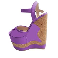 TAAFO Women's High Heel Sandals Leather Wedges Heeled Sandals Shoes Beige-34 Heels Purple, Wedges Heels, Shoes Beige, Wedge Heel Sandals, Purple Butterfly, Womens Wedges, Leather Wedges, Artificial Leather, Heeled Sandals