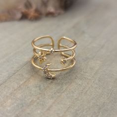 Shiny Jewelry, Celestial Ring, Gold Jewellry, Knuckle Ring, Midi Ring, Trendy Ring, Ring Fashion, Knuckle Rings, Gold Moon