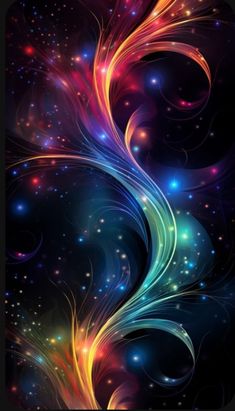 an abstract background with colorful swirls and stars