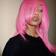 Long Pink Braids For Black Women, Pink Braid Ideas, Black Woman Pink Aesthetic, Pink Wig Styles For Black Women, Neon Pink Hair Black Women, Pastel Hair Black Women, Hot Pink Hair Black Women, Pink Hairstyles Black Women, Icy Pink Hair