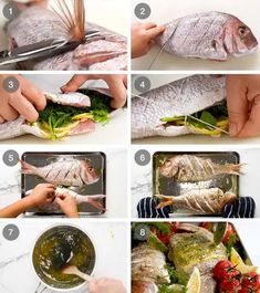 the steps to prepare fish and vegetables for dinner