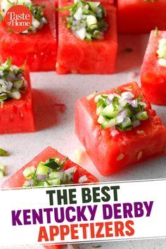 the best kentucky derby appetizers are made with watermelon, onions and scallions