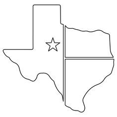 the outline of texas state with three stars on it's map, outlined in black and white