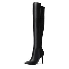 PRICES MAY VARY. Slender Shaft: With a soft and micro elastic shaft, these tall boots for women will provide you with a snug fit. High Heels: Featuring a stiletto heel & pointed toe, these thigh-high boots for women will show off your sexy style. Side Zipper Closure: A smooth side zipper makes it easy to put on and remove. Modern Style: These women's over-the-knee boots help to complement your feminine outfits & are a wardrobe essential. Dressing Tips: Pair these stylish boots with a short sweat Meeting Outfit, Womens Stilettos, Tights And Boots, Stylish Boots, High Heels Stilettos, Tall Boots, Feminine Outfit, Thigh High Boots, Thigh Highs