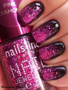 Diamond Pink Nails, London Nails, Glam Nails, Diamond Nails, Hot Nails, Nails Inc, Fancy Nails, Gel Nail Art, Creative Nails