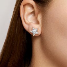 Earrings measure approximately 14mm. SKU ASEW26490GSJE Carat Weight 2.04ct Diamond Metal Type 18KT White Gold Number of Stones 10 Diamonds Metal Weight 4.44g White Star-shaped Cubic Zirconia Earrings, Elegant Star-shaped Diamond White Earrings, Elegant Star-shaped Cubic Zirconia Diamond Earrings, Elegant Star-shaped White Gold Diamond Earrings, Elegant White Gold Star-shaped Diamond Earrings, Star-shaped Diamond Earrings For Anniversary, Diamond White Star Earrings For Anniversary, Formal Star-shaped Fine Jewelry Earrings, White Star-shaped Formal Jewelry