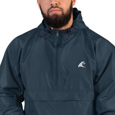 Get ready to be "extremely stoked" for any adventure with this navy blue packable jacket! This high quality wind and rain resistant windbreaker jacket features both Champion and Extremely Stoked embroidered logos. The practical hood, kangaroo pocket, and zipped pouch make it perfect for on-the-go storage. • 100% polyester micro poplin• Wind and rain resistant• Half zip pullover with a hood• Front kangaroo pocket• Hidden zipped pouch pocket• Packable in the zipped pouch pocket• Adjustable bungee Navy Nylon Windbreaker For Outdoor Activities, Sporty Weatherproof Windbreaker For Camping, Navy Casual Weatherproof Windbreaker, Casual Navy Weatherproof Windbreaker, Casual Windbreaker With Adjustable Hood For Camping, Navy Windproof Windbreaker For Outdoor, Navy Waterproof Nylon Windbreaker, Functional Navy Windbreaker For Outdoor, Navy Functional Windbreaker For Outdoor