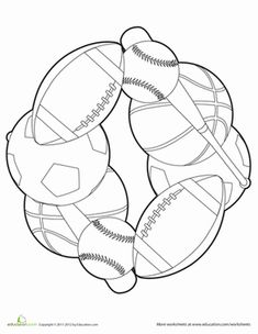 a baseball and softball ball wreath coloring page