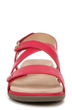 Adjustable straps offer a customized fit in a sleek leather sandal grounded by a contoured footbed and subtle wedge heel. 1 1/2" heel; 3/4" platform Adjustable straps with hook-and-loop closures Contoured footbed with arch support Leather upper/synthetic lining/rubber sole Imported Leather Working Group certified This product meets Nordstrom Responsible Sourcing and Manufacturing criteria: made with practices that meet higher environmental or social standards Cushioned Slingback Wedge Sandals In Synthetic, Slingback Synthetic Wedge Sandals With Cushioned Footbed, Slingback Wedge Sandals With Cushioned Footbed, Cushioned Slingback Wedge Sandals, Synthetic Double Strap Wedge Sandals With Heel Strap, Synthetic Wedge Heel Slingback Sandals With Adjustable Strap, Synthetic Double Strap Wedge Sandals With Heel Loop, Synthetic Slingback Footbed Sandals, Synthetic Slingback Sandals With Flat Heel And Removable Insole