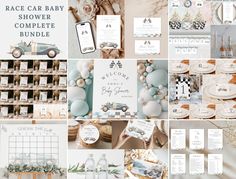 a collage of wedding and baby shower items