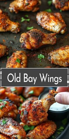 an old bay wings recipe is being served on a plate