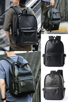 Cool PVC-Leder Reisen Wandern Tagesrucksack Schultasche für junge Studenten Wasserdichte Laptoptasche Rucksack Herrenrucksack School Leather Backpack With Anti-theft Pocket, Casual Leather Backpack With Anti-theft Pocket For School, Rectangular Leather Backpack With Anti-theft Pocket For Travel, Black Functional Leather Backpack With Anti-theft Pocket, Black Versatile Backpack With Anti-theft Pocket, Travel Backpacks, Student Bag