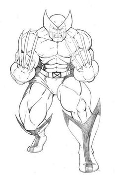 a drawing of wolverine from the avengers movie, drawn in pencil by coloring page com