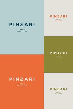 four different types of logos with the words pinzari and pizzari on them