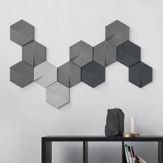 the wall is made up of several hexagonal pieces, each with different shapes