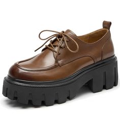 PRICES MAY VARY. 【100% leather oxfords】：These women's platform oxfords are crafted from 100% cow leather. The supple leather molds to the shape of your feet, providing a snug and personalized fit. Additionally, the soft and breathable pigskin lining and insole enhance ventilation, keeping your feet fresh throughout the day. 【Stylish and comfortable】: Designed to meet the highest standards of style and functionality, these oxford shoes for women have exquisite detailing and finishing. Whether you Ladies Casual Shoes, Platform Shoes Women, Oxford Platform, Shoes Handmade, Saddle Brown, Women Oxford Shoes, Handmade Shoes, Leather Items, Casual Shoes Women