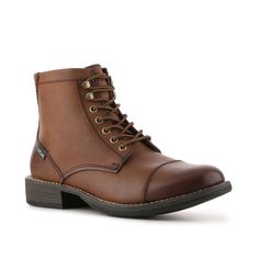 Eastland-High Fidelity Cap Toe Boot If you are looking for a timeless boot, look no further than the High Fidelity from Eastland. Lace up this leather boot with a cap toe for great weekday or weekend style! Rugged Fall Cap Toe Combat Boots, Rugged Cap Toe Boots For Fall, Brown Cap Toe Work Boots For Outdoor, Brown Round Toe Work Boots For Riding, Rugged Fall Combat Boots With Cap Toe, Fall Rugged Cap Toe Boots, Fall Leather Footbed Work Boots With Cap Toe, Fall Leather Footbed Cap Toe Boots, Fall Cap Toe Work Boots With Leather Footbed