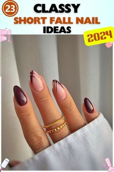 Almond-shaped short fall nails in deep glossy acrylic with black line details, ideal for both casual and formal autumn occasions. Short Fall Nail Ideas, Short Fall Nail Designs, Short Fall Nail, Fall Almond Nails, Short Fall Nails, Fall Nail Ideas, Short Almond Nails, Autumn Look, Almond Nails Designs