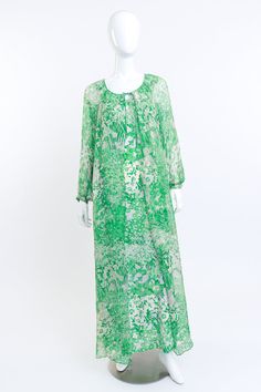 Oscar De La Renta Floral Dress & Duster Set on mannequin @RECESS LA Beautiful Floral Dresses, Blouson Sleeve, Duster Jacket, Strapless Maxi Dress, Green Cream, Honeydew, Two Piece Dress, Piece Dress, Floral Printed