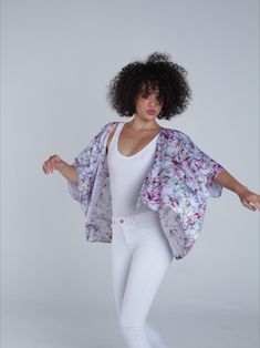 Details Colorful flower kimono, an open front with sleeves and drooping shoulders. - This kimono is a hand-made piece, limited edition. #kimono #coverup #kimonocardigan #womenclothing #clothing #lagut #onlineshop #robe #Bridesmaid #etsy White Printed Kimono For Spring, White Printed Summer Outerwear, Beach Outerwear With Floral Print And Kimono Sleeves, Spring Floral Print Outerwear With Kimono Sleeves, White Floral Print Wrap Kimono, Summer Outerwear With Kimono Sleeves, White Open Front Kimono For Spring, Spring Wrap Kimono With Print, Spring Printed Wrap Kimono