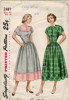 two women's dresses, one in green and the other in black