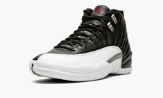 The Air Jordan 12 “Playoffs 2022” is a February 2022 release of an original colorway of the retro basketball shoe that was worn by Michael Jordan during the 1997 NBA Playoffs.  An All-Star Weekend 2022 release, the Jordan 12 “Playoffs” celebrates the shoe’s 25-year anniversary in spectacular fashion as the modern incarnation of the shoe is a one-to-one remake of the original version from ‘97.  The shoe features a black leather upper with contrasting Metallic Silver eyelets.  Textured white leath 2022 Shoes, 25 Year Anniversary, Retro Basketball Shoes, Air Jordan 12, Retro Basketball, Air Jordan 12 Retro, Jordan 12 Retro, Jordan 12, Jordans 12