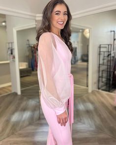 one shoulder satin pink jumpsuit with long tulle sleeves Pastel Pink Jumpsuit, Pink Satin Jumpsuit, Pink Single-breasted Pantsuit With Long Sleeves, Long Sleeve Pink Satin Top, Fitted Long Sleeve Pink Jumpsuit, Satin Jumpsuit, Tulle Sleeves, Satin Tulle, Blue Pool