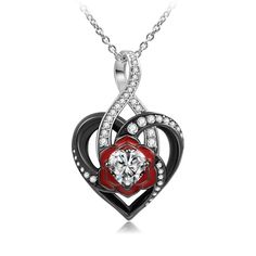 Ring Sets Silver, Nature Heart, Fashion Ring Set, Designers Jewelry Collection, Heart Rose, Zirconia Necklace, Nature Necklace, Gothic Necklace, Cubic Zirconia Necklace