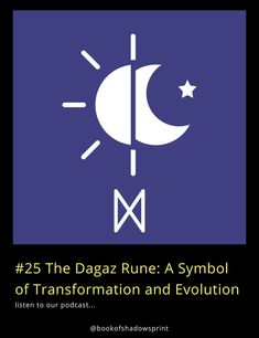 the dagaz rune symbol is shown in white on a dark blue background