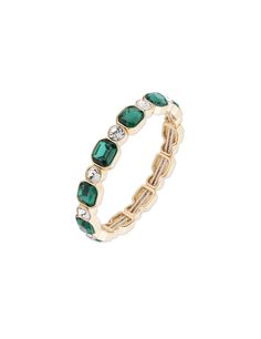 Anne Klein Gold Tone Alternatimg Emerald Bracelet - Gold Emerald Bracelet Gold, Green Bracelet, Emerald Bracelet, Wrist Game, Stretch Bracelet, Bezel Setting, Stretch Bracelets, Emerald Green, Mother Of Pearl