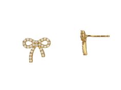 These Diamond Bow Stud Earrings are available in 14k yellow gold. They make the perfect gift for a loved one. Can be special ordered in white or rose gold. Approximately 0.35" long 0.28 CT Total Weight Please allow 4-6 weeks for delivery Yellow Gold Sterling Silver Diamond Earrings For Evening, Evening Yellow Gold Sterling Silver Diamond Earrings, Gold 14k Diamond Earrings Gift, Dainty Yellow Gold Earrings For Party, Elegant Gold Diamond Earrings For Gift, Party Earrings In 14k Yellow Gold, 14k Yellow Gold Earrings For Party, 14k Gold Diamond Earrings With Accents For Gift, Dainty Gold-plated Diamond Earrings For Formal Occasions