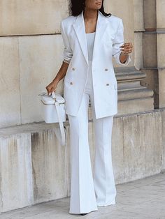 Como Fazer Short, How To Have Style, Black And White Suit, Pant Suits For Women, Pantsuits For Women, Casual Suit, Looks Chic