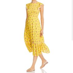 Lost + Wander Mango Tango Smocked Mini Dress Excellent Condition. Never Worn No Flaws. Fits True To Size Xs. Purchased From Bloomingdales. Yellow/Floral. Midi Length. Mango Tango, Smocked Mini Dress, Spring Clothes, House Dress, Dresses For Teens, Everyday Dresses, China Fashion, Let's Talk, Floral Midi Dress