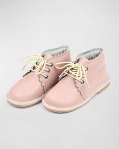 L'Amour Shoes Girl's Georgie Scalloped Leather Lace-Up Boots, Baby/Toddler/Kid Romantic Colors, Leather Lace Up Boots, Boy Accessories, Scalloped Trim, Buy Buy Baby, Her Eyes, Scalloped Lace, Kids Boots, Toddler Shoes