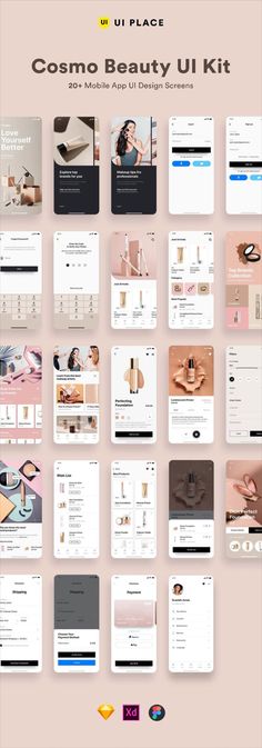 UX/UI Design Woman Template, Ui Design Mobile, Beautiful Website Design, Ui Design Elements, Beauty App, Design Makeup, Ui Ux Designer, Sketch App