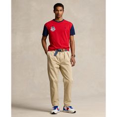 This T-shirt is crafted with soft cotton jersey and features a signature shield patch inspired by the flag of England. Flag Of England, Sweatpants And Sweater, England Flag, Polo Bear, A Signature, Chino Jeans, Ralph Lauren Collection, The Flag, Rugby Shirt