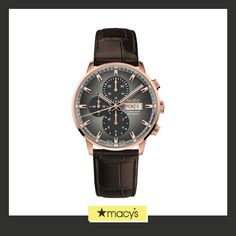 in stock Elegant Leather Chronograph Watch, Elegant Leather Chronograph Watch With Round Dial, Elegant Leather Chronograph Watch With Chronometer, Elegant Brown Chronograph Watch With Tachymeter, Elegant Brown Watches With Tachymeter, Elegant Brown Watch With Tachymeter, Elegant Leather Chronograph Watch With Subdials, Luxury Leather Chronograph Watch For Formal Occasions, Luxury Leather Chronograph Watch For Formal Events