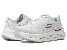 SKECHERS Go Run Glide Step Hyper Burst - Men's Shoes : White : This sporty pair of SKECHERS Go Run Glide Step Hyper Burst sneakers are styled with a comfortable air cooled insole that make them perfect for hitting the gym in. Traditional lace-up closure for adjustable fit. Classic SKECHERS logo hits throughout. Textile and synthetic upper. Plush padded tongue and collar. Bumper toe. Round-toe silhouette. Easy pull-tab at heel. Textile lining and insole. Synthetic outsole. Imported. Measurements: Dynamic Lace-up Walking Shoes With Air Cushioning, Casual Running Shoes With White Sole And Ventilation, Casual Running Shoes With Ventilation And White Sole, Comfortable Sneakers With Air Cushioning For Streetwear, Comfortable Running Shoes With Air Cushioning For Streetwear, Comfortable Air-cushioned Sneakers For Streetwear, Streetwear Running Shoes With Air Cushioning, Comfortable Streetwear Running Shoes With Air Cushioning, Comfortable Lace-up Running Shoes With Ventilation