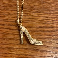 Never Worn Park Lane Necklace, Large Gold Jeweled High Heel Charm. Long Gold Chain, Likely 18”. Message With Questions Or Offers! Park Lane Jewelry, Park Lane, Head Over Heels, Gold Chain, Gold Chains, Womens Jewelry Necklace, High Heel, High Heels, Jewelry Necklaces