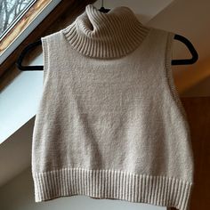 Cute Cropped Beige Short Sleeve Turtleneck Sweater! Never Worn Brand Is Paper Moon Short Sleeve Turtleneck Sweater, Cozy Beige Turtleneck Top, Cozy Beige Tops For Layering, Fitted Cozy Beige Sweater Vest, Fitted Beige Cozy Sweater Vest, Cozy Fitted Beige Tops, Cozy Sleeveless Beige Top, Neutral Sleeveless Tops For Fall, Beige Clothes