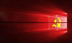 the windows 10 start screen is lit up with yellow symbols on red and black background