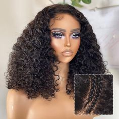 PRICES MAY VARY. 【Kinkycurly Wig Human Hair Pre Braided Lace Wig】: Kinky Curly Wig 250 Density HD Lace Front Wigs Human Hair,100% Unprocessed 10A Grade Brazilian Virgin Human Hair Curly Lace Front Wig, Braided Wig Human Hair Cut From Healthy Young Female Head Directly, Natural and Healthy, Smooth and Silky, Comfortable and Durable 【Pre Braided Curly Wig Braided Lace Wigs】: Design Sense Braided Wig With 13x6 Large Area Lace, Instantly Get a Beautiful Look. Handmade By Professional Skilled Workers Wigs Design, Deep Wave Wig, Braided Wigs, Lace Front Wigs Human Hair, Braided Wig, Wave Wig, Female Head, Curly Human Hair Wig, Curly Lace Front Wigs