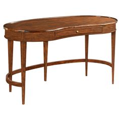 an oval shaped table with two drawers on each side and one drawer at the top