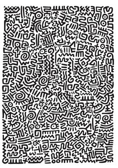 a black and white doodle pattern on the back of a cell phone