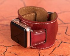 "Leather Cuff Design Apple Watch Band 45mm 44mm 42mm 41mm 40mm 38mm, women/men iWatch Strap Bracelet 7 6 5 4 3 2 1 & SE, Engraved Watchband Redstone Design of Leather HIGH QUALITY: Handmade design with high quality materials. This watch band is made from 100% Genuine Leather. COMPATIBILITY: Compatible with all Apple Watch Series 1-2-3-4-5-6-7 & SE. This band designed as replacement strap for Apple Watch classic buckle or modern buckle. Leather Apple Watch band size; 38mm, 40mm, 41mm, 42mm, 44mm, Cuff Bracelet Strap Watches, Cuff Watch Band With Bracelet Strap As Gift, Modern Cuff Watch Band With Bracelet Strap, Cuff Bracelet Strap Watch Band Gift, Gift Cuff Watch Band With Bracelet Strap, Cuff Design, Bracelet Apple Watch, Apple Watch Bands Leather, Apple Watch Series 1