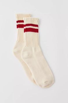 Athletic Striped Slouch Crew Sock | Urban Outfitters 80s Socks, Urban Outfitters Socks, Chunky Socks, Sock Style, Slouch Socks, Style Socks, Crew Sock, Striped Socks, Cute Socks