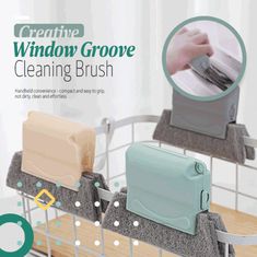 an advertisement for the window grove cleaning brush, featuring suitcases on a conveyor belt