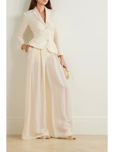 RALPH LAUREN COLLECTION Greer habotai wide-leg pants | NET-A-PORTER Legs With Heels, Ralph Laurent, Nye Outfits, Ralph Lauren Collection, Ralph Lauren Outfits, Ralph Lauren Womens, Wide Legs, Everyday Wardrobe, Wide Leg Trousers